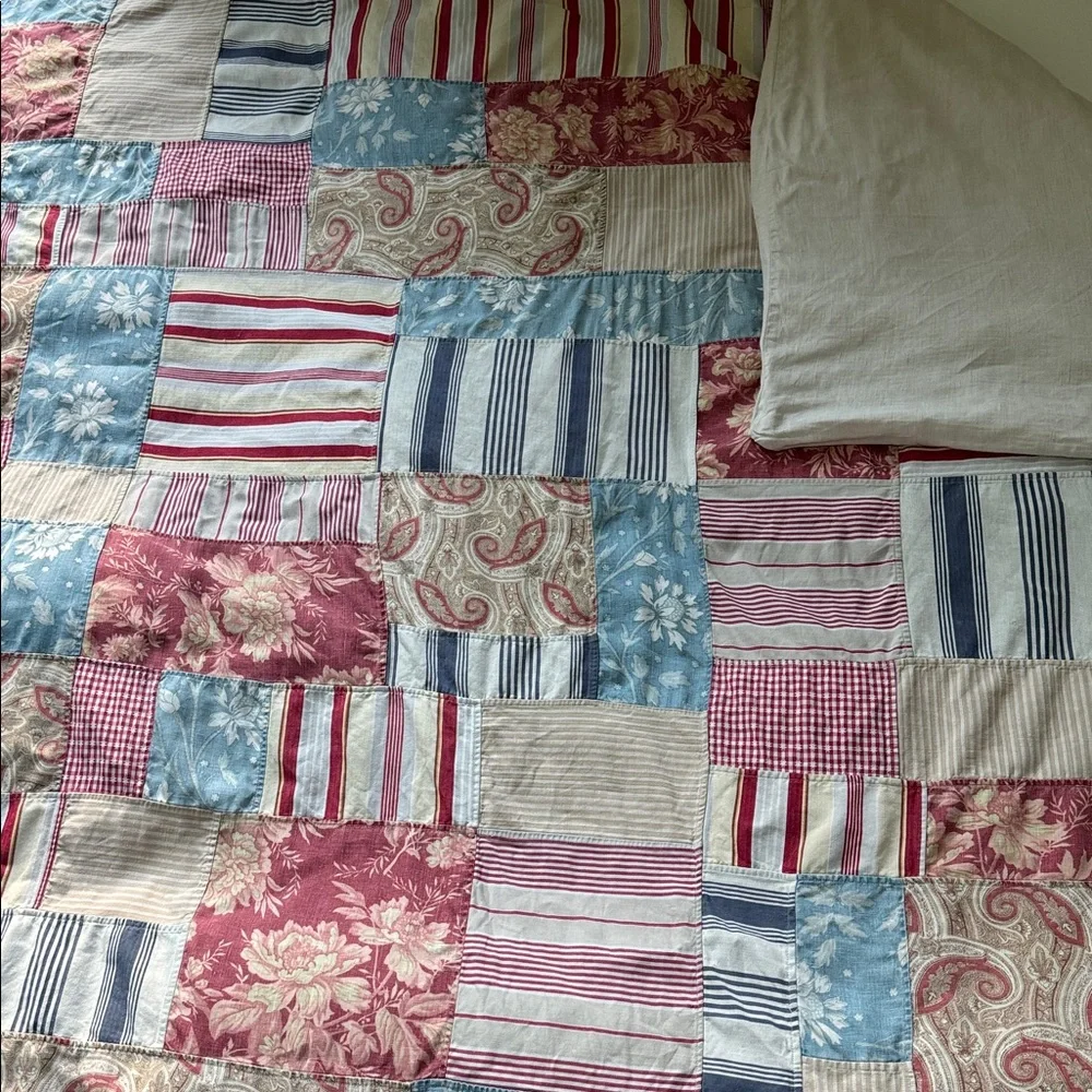 Eddie Bauer HOME DUVET LINEN COTTON VINTAGE Patchwork Comforter Cover KING 2508